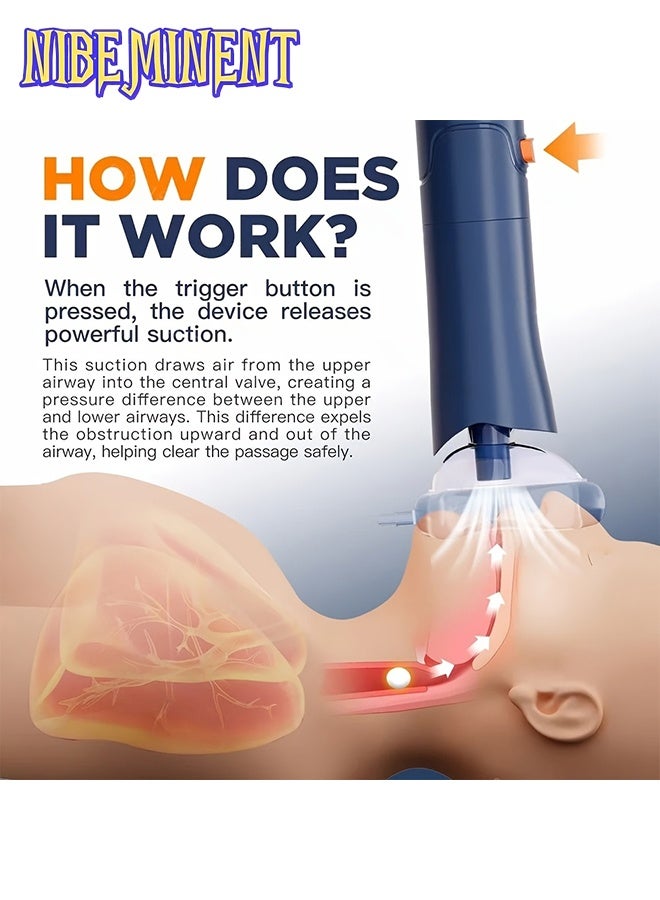 NIBEMINENT 1 Heimlich Anti-Choking Device | Throat Negative Pressure Suction Device, Household Portable Automatic First Aid, Reusable, Mixed Color, PP Material - Image 2